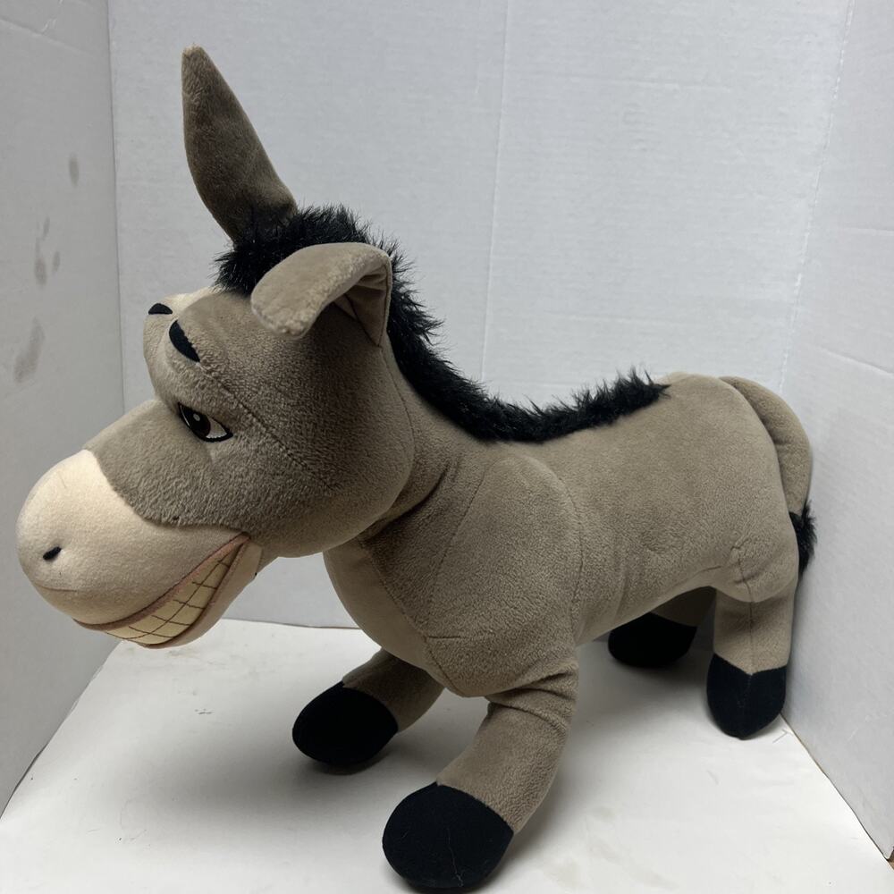 Shrek 2 Donkey Gray Smiling 2004 Standing Hasbro Jumbo Plush 21" Novelty Movie